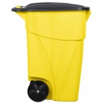 Rubbermaid® FG9W2700YEL 50 Gallon Yellow Wheeled Rectangular Trash Can with Lid Rubbermaid® FG9W2700YEL 50 Gallon Yellow Wheeled Rectangular Trash Can with Lid