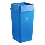 Lavex 50 Gallon Blue Square Recycling Can with Drop Shot Lid Lavex 50 Gallon Blue Square Recycling Can with Drop Shot Lid