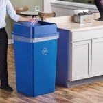 Lavex 50 Gallon Blue Square Recycling Can with Drop Shot Lid Lavex 50 Gallon Blue Square Recycling Can with Drop Shot Lid
