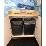 Lavex 50 Gallon Blue Square Recycling Can with Drop Shot Lid Lavex 50 Gallon Blue Square Recycling Can with Drop Shot Lid