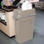 Rubbermaid® Slim Jim 92 Qt. / 23 Gallon Beige Rectangular Trash Can with Beige Drop Shot Lid
