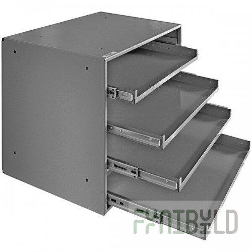 Durham Mfg 4-Compartment Large Triple Track Steel Heavy Duty Bearing Slide Rack 310B-95