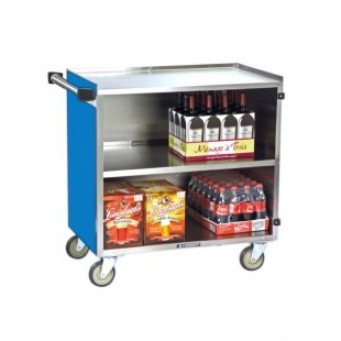 Lakeside 644BL Medium-Duty Stainless Steel Three Shelf Utility Cart with Enclosed Base and Royal Blue Finish - 22 1/2