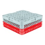 Noble Warewashing 49-Compartment Gray Full-Size Glass Rack with 2 Red Extenders Noble Warewashing 49-Compartment Gray Full-Size Glass Rack with 2 Red Extenders