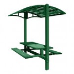 Paris Site Furnishings Shade Series 6' Jet Black Inground Mounted Picnic Table with Canopy and Basket Weave Perforations 85 1/2 Paris Site Furnishings Shade Series 6' Jet Black Inground Mounted Picnic Table with Canopy and Basket Weave Perforations 85 1/2