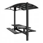 Paris Site Furnishings Shade Series 6' Jet Black Inground Mounted Picnic Table with Canopy and Basket Weave Perforations 85 1/2 Paris Site Furnishings Shade Series 6' Jet Black Inground Mounted Picnic Table with Canopy and Basket Weave Perforations 85 1/2