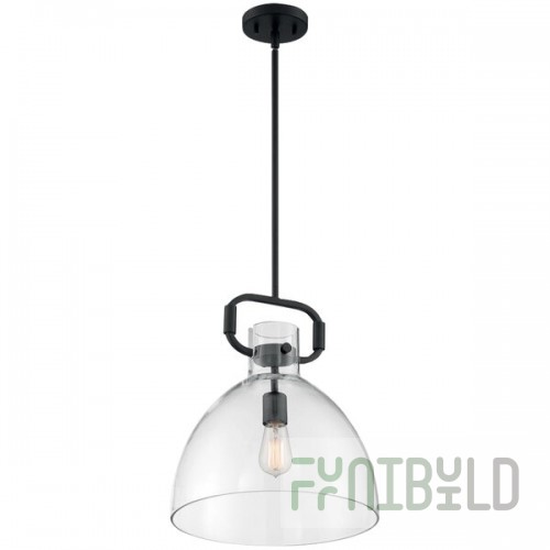 SATCO/NUVO Teresa 1-Light Pendant Light with Clear Glass and Matte Black Finish - 120V, 100W