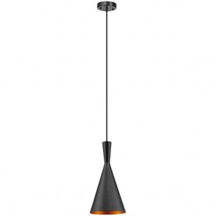 Globe Industrial Matte Black / Gold Pendant Light - 120V, 60W