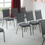 Lancaster Table & Seating Square Back Banquet Chair with Gray Fabric and Black Frame Lancaster Table & Seating Square Back Banquet Chair with Gray Fabric and Black Frame