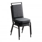 Lancaster Table & Seating Square Back Banquet Chair with Gray Fabric and Black Frame Lancaster Table & Seating Square Back Banquet Chair with Gray Fabric and Black Frame