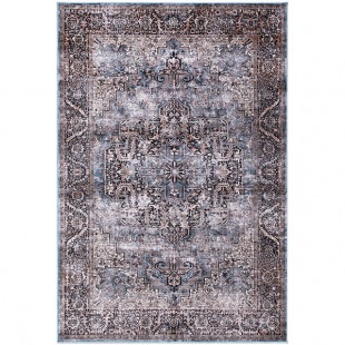 Abani Lola Collection 4' x 6' Brown / Blue Vintage Floral Medallion Area Rug