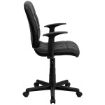 Flash Furniture GO-1691-1-BK-A-GG Mid-Back Black Quilted Vinyl Office Chair / Task Chair with Arms Flash Furniture GO-1691-1-BK-A-GG Mid-Back Black Quilted Vinyl Office Chair / Task Chair with Arms