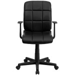 Flash Furniture GO-1691-1-BK-A-GG Mid-Back Black Quilted Vinyl Office Chair / Task Chair with Arms Flash Furniture GO-1691-1-BK-A-GG Mid-Back Black Quilted Vinyl Office Chair / Task Chair with Arms