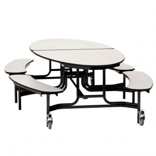 National Public Seating METB-MDPEPC 10' Elliptical Mobile MDF Cafeteria Table with Powder Coated Frame, ProtectEdge, and 4 Benches National Public Seating METB-MDPEPC 10' Elliptical Mobile MDF Cafeteria Table with Powder Coated Frame, ProtectEdge, and 4 Benches