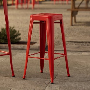 Lancaster Table & Seating Alloy Ruby Red Outdoor Backless Barstool