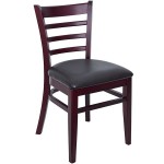 BFM Seating Berkeley Dark Mahogany Beechwood Ladder Back Side Chair with 2