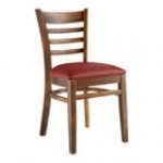 Lancaster Table & Seating Vintage Finish Wood Ladder Back Chair with Light Brown Vinyl Seat - Detached Seat