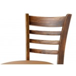 Lancaster Table & Seating Vintage Finish Wood Ladder Back Chair with Light Brown Vinyl Seat - Detached Seat