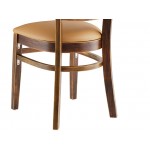 Lancaster Table & Seating Vintage Finish Wood Ladder Back Chair with Light Brown Vinyl Seat - Detached Seat