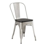 Lancaster Table & Seating Alloy Silver Indoor Cafe Chair with Black Wood Seat