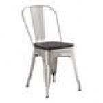 Lancaster Table & Seating Alloy Silver Indoor Cafe Chair with Black Wood Seat