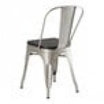 Lancaster Table & Seating Alloy Silver Indoor Cafe Chair with Black Wood Seat