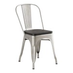 Lancaster Table & Seating Alloy Silver Indoor Cafe Chair with Black Wood Seat