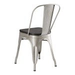 Lancaster Table & Seating Alloy Silver Indoor Cafe Chair with Black Wood Seat