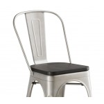 Lancaster Table & Seating Alloy Silver Indoor Cafe Chair with Black Wood Seat