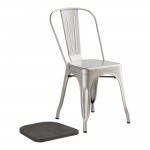 Lancaster Table & Seating Alloy Silver Indoor Cafe Chair with Black Wood Seat