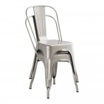 Lancaster Table & Seating Alloy Silver Indoor Cafe Chair with Black Wood Seat