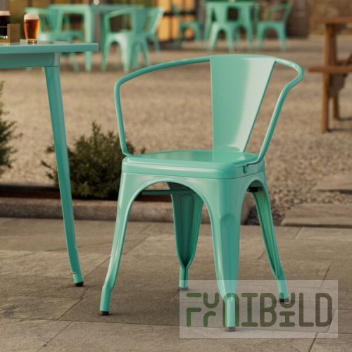 Lancaster Table & Seating Alloy Aquamarine Outdoor Arm Chair