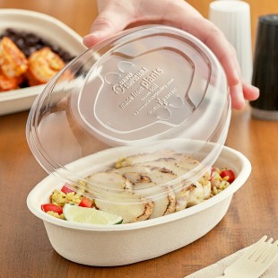 World Centric 18 oz. Clear Compostable PLA Burrito Bowl Lid - 400/Case
