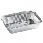 Choice Oblong Foil-Laminated Board Lid for 2.25 lb. & 1.5 lb. Shallow Foil Take-Out Container - 500/Case
