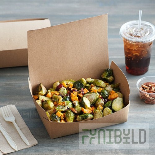 Fold-Pak 03BPDINEEM Bio-Plus Dine Kraft Microwavable Paper #3 Take-Out Container 7 3/4