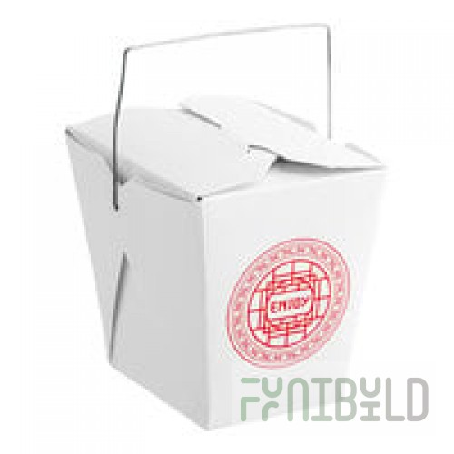 Fold-Pak 16WHPAGODM 16 oz. Pagoda Chinese / Asian Paper Take-Out Container with Wire Handle - 500/Case