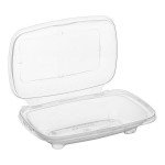 Inline Plastics Safe-T-Chef 24 oz. Tamper-Resistant, Tamper-Evident Vented Rectangular Hinged Container with Dome Lid - 136/Case