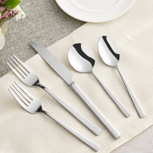 Acopa Penn Square 18/0 Stainless Steel Heavy Weight Flatware 5-Piece Set - Sample Acopa Penn Square 18/0 Stainless Steel Heavy Weight Flatware 5-Piece Set - Sample