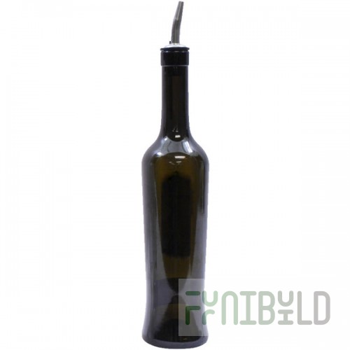 TableCraft Luna 17 oz. Dark Green Glass Bottle with Stainless Steel Pourer - 12/Case