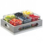 Cal-Mil 3805-83 Ashwood Gray Oak Wood Organizer with 6 Square Glass Jars - 12 3/4