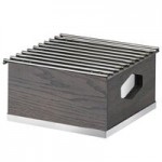 Cal-Mil 3805-83 Ashwood Gray Oak Wood Organizer with 6 Square Glass Jars - 12 3/4