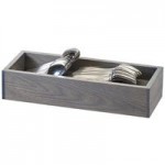 Cal-Mil 3805-83 Ashwood Gray Oak Wood Organizer with 6 Square Glass Jars - 12 3/4