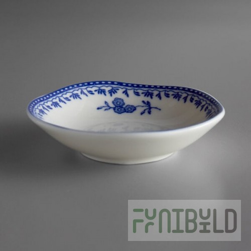 Luzerne Lancaster Garden by Oneida 1880 Hospitality L6703061942 1 oz. Blue Porcelain Sauce Dish - 72/Case