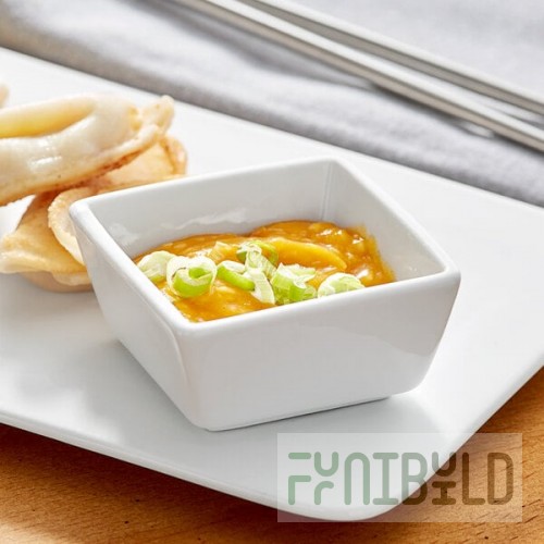Acopa 4 oz. Square Bright White Porcelain Sauce Cup - 12/Pack