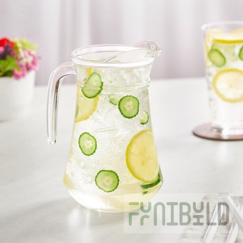 Acopa 34 oz. Glass Pitcher with High Pour Lip - 6/Case