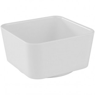 APS Universal 20 oz. Square Matte White Melamine Bowl - 4/Case
