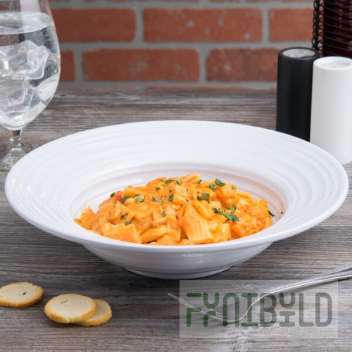 Elite Global Solutions DS105PB-W Swirl 21 oz. White Melamine Pasta / Soup Bowl - 6/Case