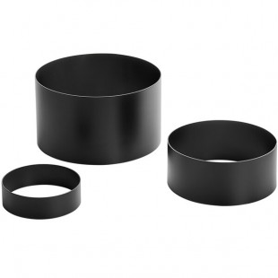 American Metalcraft Geo 3-Piece Round Black Satin Display Stand Set American Metalcraft Geo 3-Piece Round Black Satin Display Stand Set