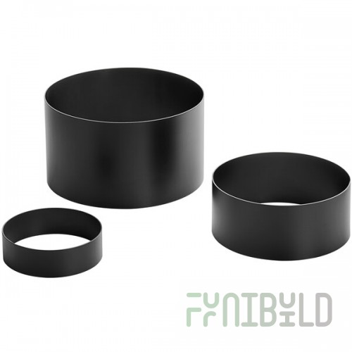 American Metalcraft Geo 3-Piece Round Black Satin Display Stand Set