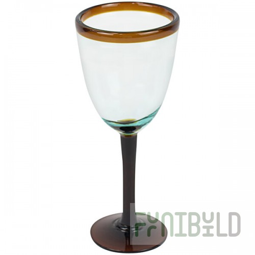 Kalalou 8 oz. Recycled Wine Glass with Amber Rim and Stem - 6/Case